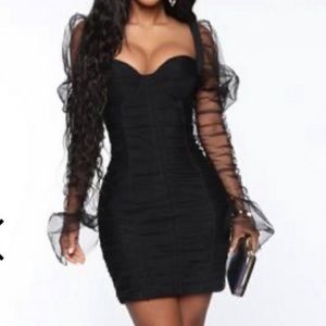 Sheer sleeve bodycon dress